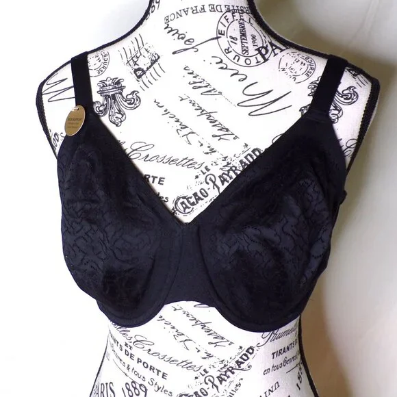 🆕WACOAL Inside Job Full Unpadded Underwire Bra 36DDD Black #855345 - Picture 5 of 8